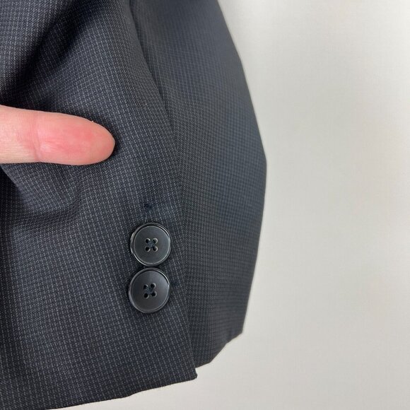 Hugo Boss Sport Coat Blazer Jacket Mens 42R Two Button Black Gray Super 100 Wool - Picture 10 of 16